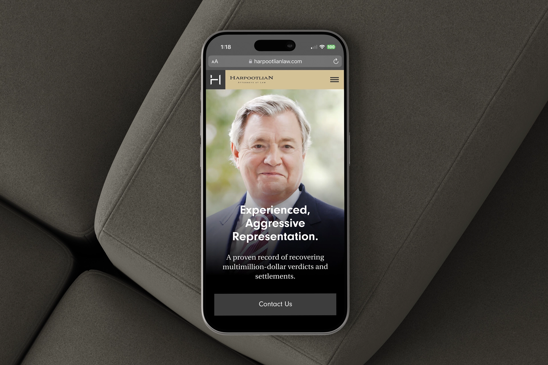 Harpootlian Law Firm homepage showcasing professional legal services